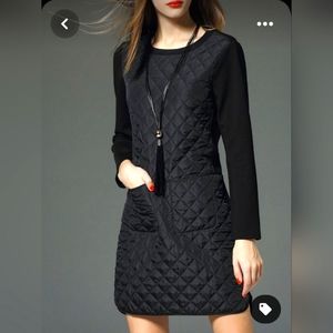 Veinfuns Little Black Quilted Dress